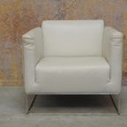 Zganieuw! Gebroken Witte Leren Natuzzi Design Fauteuil thumbnail 2