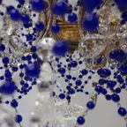 Vintage Kobalt Blauwe Murano - Glas En Kristal - Kroonluchter Met Kralen thumbnail 14