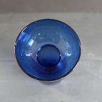 Vintage Bloembol Vaas Blauw Glas thumbnail 6