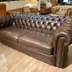 Originele Chesterfield 3 Zits Bank Van Salvale Bruin Leer thumbnail 3