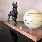 Mooie Art Deco Lamp Met Sculpture Van Een Herdershond thumbnail 3