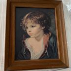 Mooie Houten Vintage Lijst Met Prent Meisje thumbnail 2