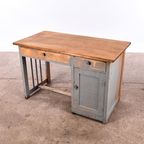 Vintage Bureau Hout | Oud Bureau | Houten Bureau Grijs thumbnail 8