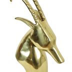 Enorme Vintage Gouden Ibex Gazelle Rams Kop Koperen Sculptuur Xl 56Cm thumbnail 9