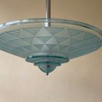 Lamp Hanglamp Schaallamp Blauw Art Deco 1930 Frans thumbnail 6