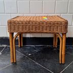 Vintage Rotan Kruk, Bijzettafeltje, Sidetable, Voetenbankje thumbnail 9