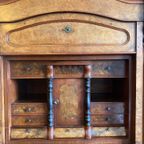 Antiek Notenhout Secretaire/ Klepsecretaire Met Veel Lades thumbnail 4