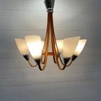 Vintage Spoetnik Lamp, Hout En Glas. Door Drevo Humpolec - M0596 thumbnail 2