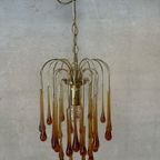 Vintage Amberkleurige ‘teardrop’ Kroonluchter thumbnail 4