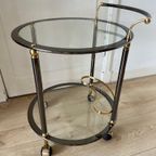 Vintage Serveerwagen / Barcart Chroom Messing thumbnail 4