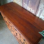 Antieke Geleefde Ladekast, Apothekers, Archiefkast Afm, 105x42cm En 94cm Hoog. thumbnail 6