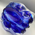 Vintage Glazen Schaal Mand 50's Blauw Lux Glass Faconne Main Austria thumbnail 3