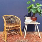 Vintage Jaren Vijftig Rotan Fauteuil, Rieten Stoel, Boho thumbnail 2