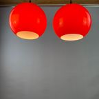 Pair Of Two Cherry Red Glass Peill & Putzler Pendant Lights thumbnail 4
