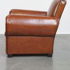 Zeer Mooie Design Fauteuil/ Armchair Gemaakt Van Eersteklas Schapenleer thumbnail 6