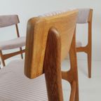 Vintage Houten Stoelen Licht Roze Ribstof Gerestaureerd thumbnail 10