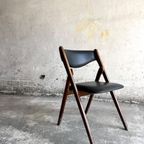 Two Mid Century Wooden Leather Folding Chairs thumbnail 2