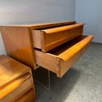 Set (2) Zwevende Vintage Nachtkastjes In Notenhout Hoogglans thumbnail 6