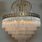 Vintage Xl Opaline Staafjes Kroonluchter Hanglamp Teardrops Murano thumbnail 5
