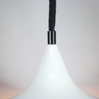 Trumpet Shaped Hanging Pedant - White Enamelled Shade - Adjustable In Height thumbnail 7