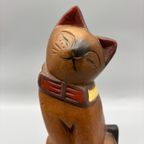 Vintage Houten Kat Handwerk thumbnail 7