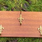 Vintage Houten Kapstok Met Messing Fleur-De-Lis Haken thumbnail 11