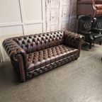 Chesterfield 3-zits + Fauteuil – Knopenzit – Antiek Bruin thumbnail 2