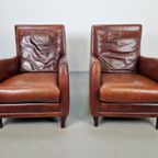 Set 2 Borzalino Fauteuil Kalfsleer Lounge Chair Italy '80 thumbnail 4