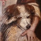 Olieverf Op Paneel, Willem H.a. Teeling - Johanna Schuyt Als Kind Met Hond thumbnail 7