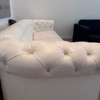 Witte Leren Chesterfield Bank thumbnail 5