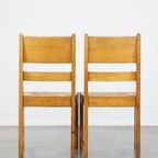 Set Van 4 Eikenhouten Haagse School Design Eetkamerstoelen Uit Begin 1900 Met Rieten Zittingen thumbnail 5