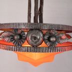 Art Deco Hanglamp Met Glazen Schaal En 3 Kelkjes, Jaren 30 thumbnail 20