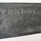 Bronzen Naamplaat Werkspoor N.V. Amsterdam Uit De Jaren 50 - 60 thumbnail 5