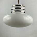 Mid-century White Glass And Chrome Pendant Lamp By Leclaire & Schäfer 1970 thumbnail 9
