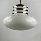 Mid-Century White Glass And Chrome Pendant Lamp By Leclaire & Schäfer 1970 thumbnail 9