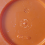 Retro Oranje Bruine Kunststof Pot Met Deksel Gdr Jaren 70 thumbnail 2