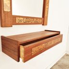Mid-Century Teak And Copper Hallway Set With Mirror And Shelve, 1960S, Set Of 2 thumbnail 10