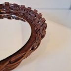 70'S Vintage Spiegel Rotan Spiegel Ronde Retro Spiegel thumbnail 6