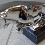 Jaguar Mascotte In Verchroomd Brons. thumbnail 4