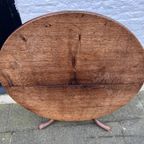 Opklapbaar Antiek Eiken Salontafel Op Driepoot thumbnail 7