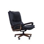 Strässle Zwart Leren King Chair, 1960S thumbnail 2