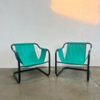 Tweetal Vintage Deense Fauteuils, Xcol, Zwart Staal Met Groene Stof, 1980’s thumbnail 13
