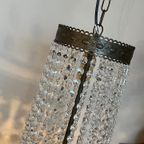 2 Stuks Vintage Kristallen Kroonluchters Hanglampen Brons Frame thumbnail 11