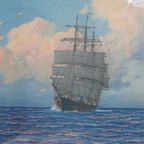 Hugo Schnars Alquist Lithograph Zeilschip, Maritiem Ludwig Müller thumbnail 5