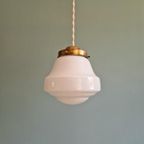 Art Deco Hanglamp In Witte Opaline, Jaren 1920-30 thumbnail 4