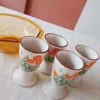Vintage Bekers Op Voet Crème Bloemen thumbnail 4