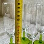 4X Vintage Champagne Flute Met Groene Voet, Reliving thumbnail 8