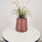 Vintage Aardewerk Geribbelde Cilinder Bloempot Vaas Pot '60 thumbnail 2