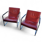 2 X Oscar Lounge Chair / Martin Haksteen / Harvink / Red Leather / Very Good Condition / 1980s thumbnail 2