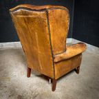 Vintage Geleefde Schaapsleren Wingback Fauteuil thumbnail 13